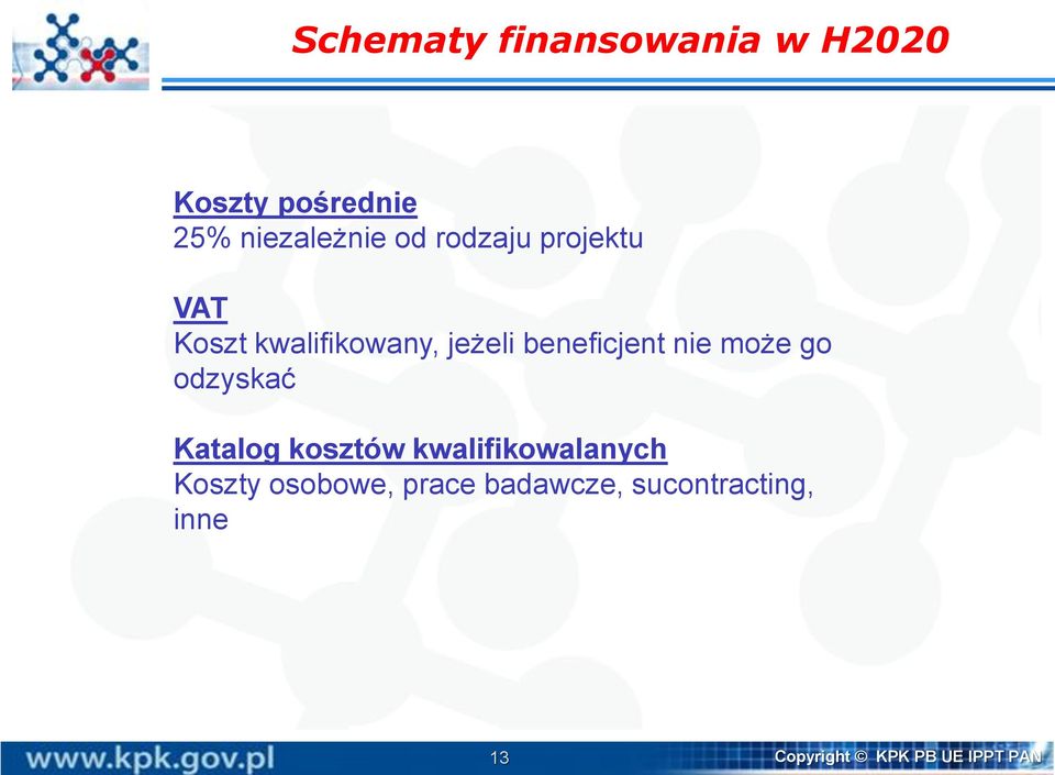 może go odzyskać Katalog kosztów kwalifikowalanych Koszty osobowe,