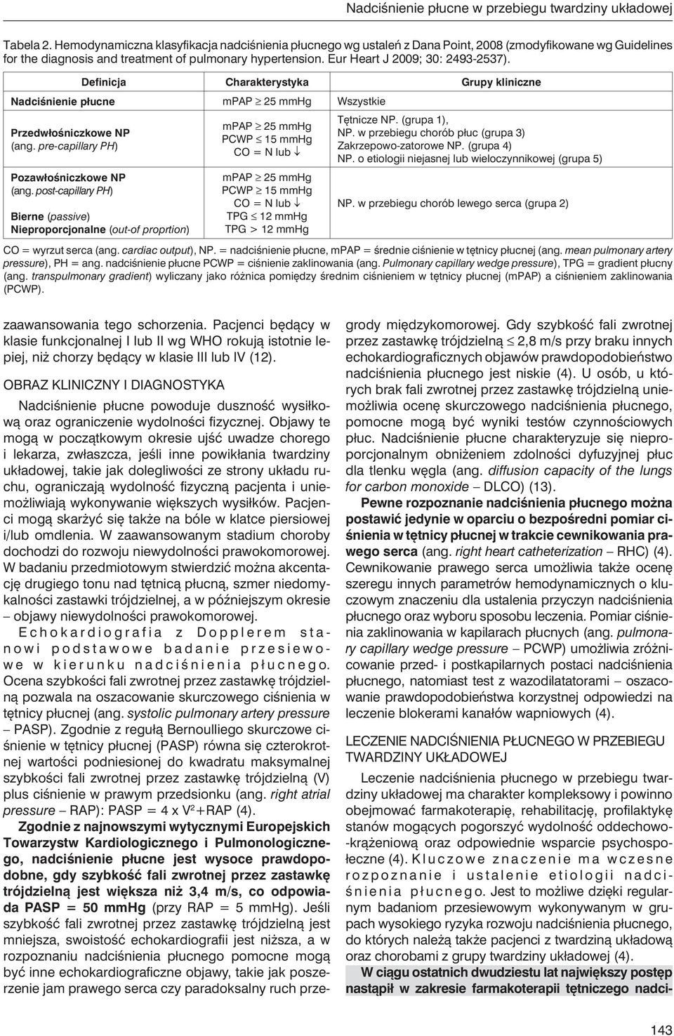 Eur Heart J 2009; 30: 2493-2537). Definicja Charakterystyka Grupy kliniczne Nadciśnienie płucne mpap 25 mmhg Wszystkie Przedwłośniczkowe NP (ang. pre-capillary PH) Pozawłośniczkowe NP (ang.