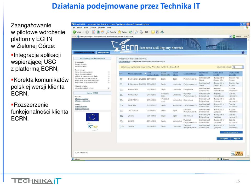 wspierającej USC z platformą ECRN, Korekta komunikatów polskiej
