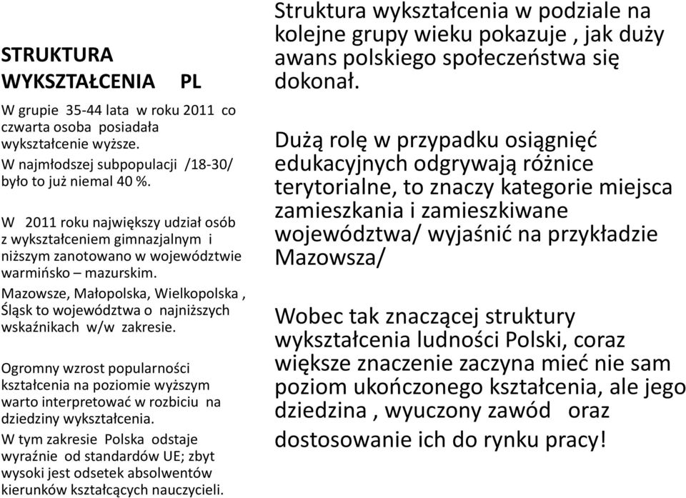 Mazowsze, Małopolska, Wielkopolska, Śląsk to województwa o najniższych wskaźnikach w/w zakresie.