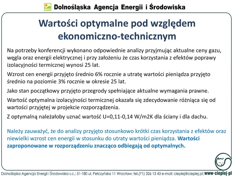 Wzrost cen energii przyjęto średnio 6% rocznie a utratę wartości pieniądza przyjęto średnio na poziomie 3% rocznie w okresie 25 lat.