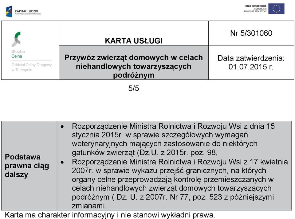 98, Rozporządzenie Ministra Rolnictwa i Rozwoju Wsi z 17 kwietnia 2007r.