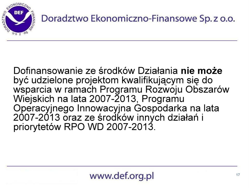 Wiejskich na lata 2007-2013, Programu Operacyjnego Innowacyjna