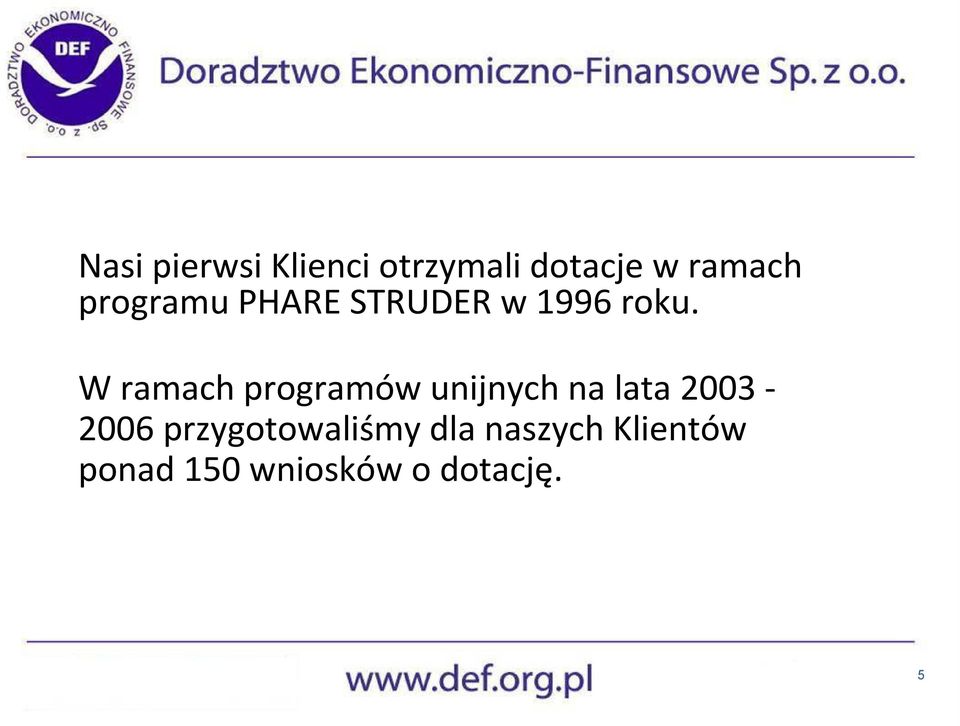 W ramach programów unijnych na lata 2003-2006