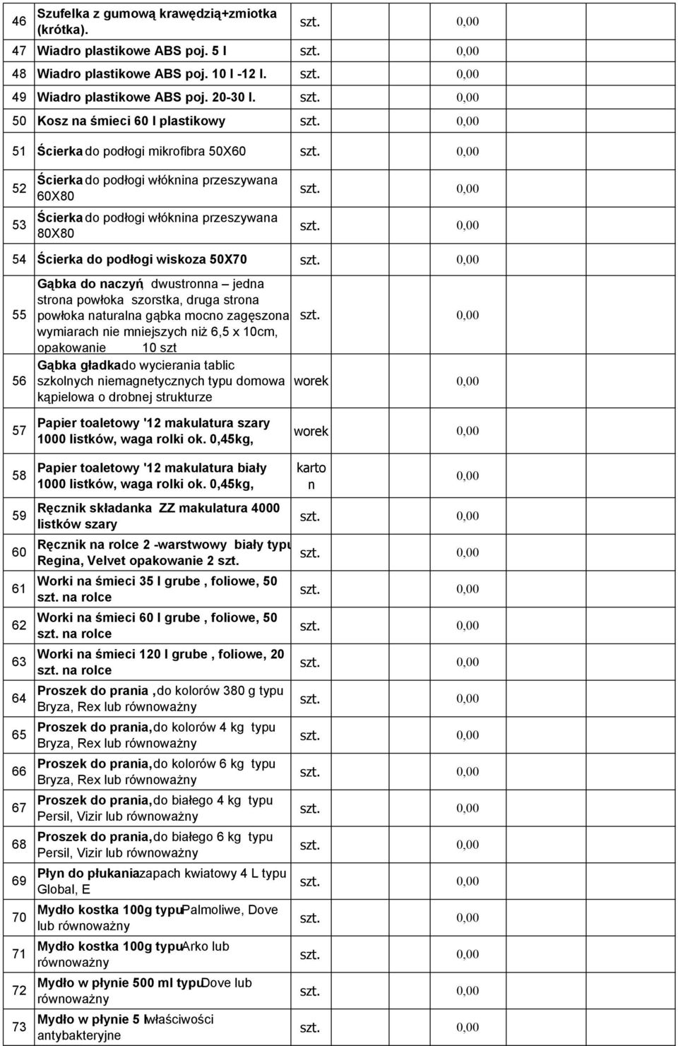 wiskoza 50X70 55 56 Gąbka do naczyń, dwustronna jedna strona powłoka szorstka, druga strona powłoka naturalna gąbka mocno zagęszona o wymiarach nie mniejszych niż 6,5 x 10cm, opakowanie 10 szt.