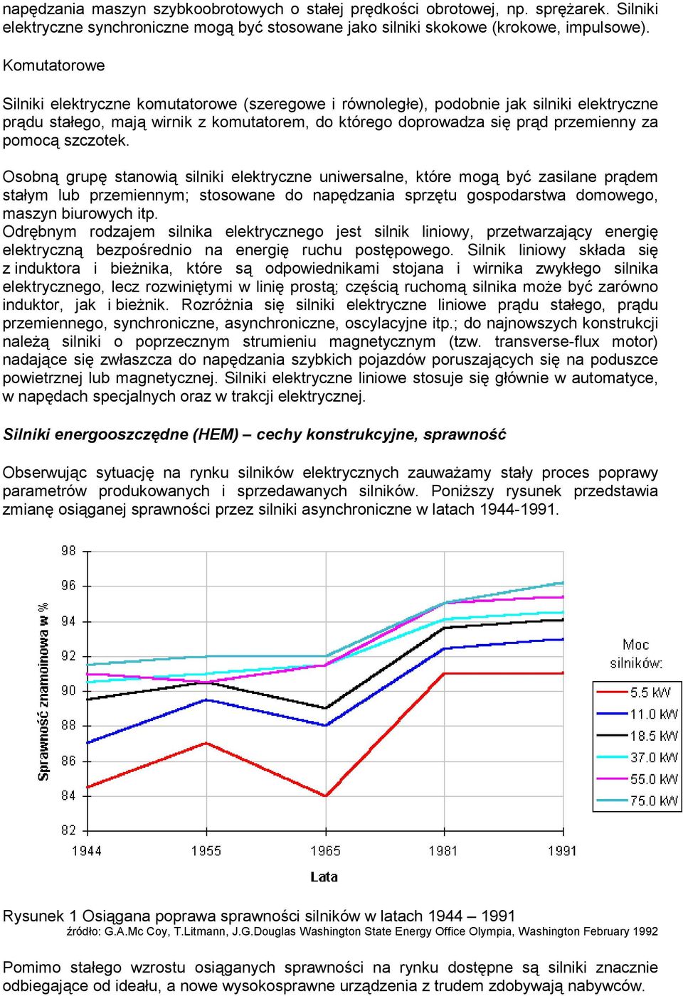 szczotek. Osobną grupę stanowią silniki elektryczne uniwersalne, które mogą być zasilane prądem stałym lub przemiennym; stosowane do napędzania sprzętu gospodarstwa domowego, maszyn biurowych itp.