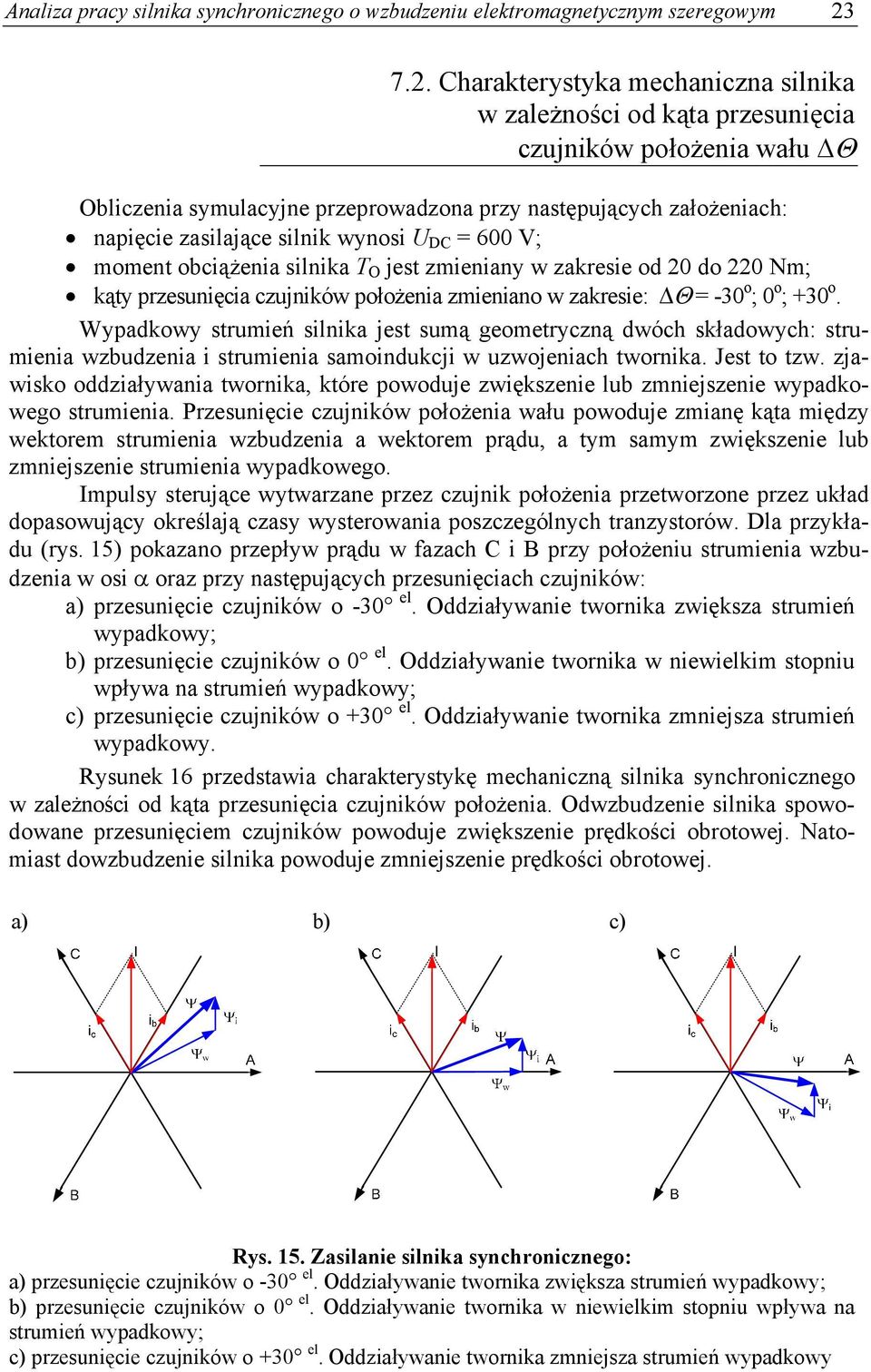 moment obcążena slnka T O jest zmenany w zakrese od 0 do 0 Nm; kąty przesunęca czujnków położena zmenano w zakrese: = -30 o ; 0 o ; +30 o.