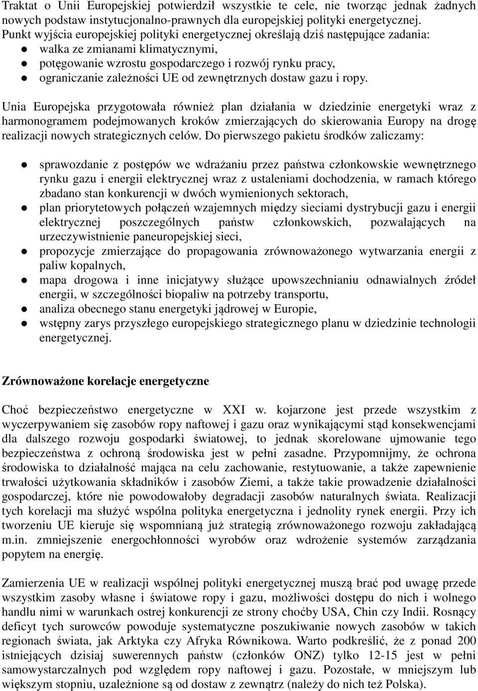 UE od zewnętrznych dostaw gazu i ropy.
