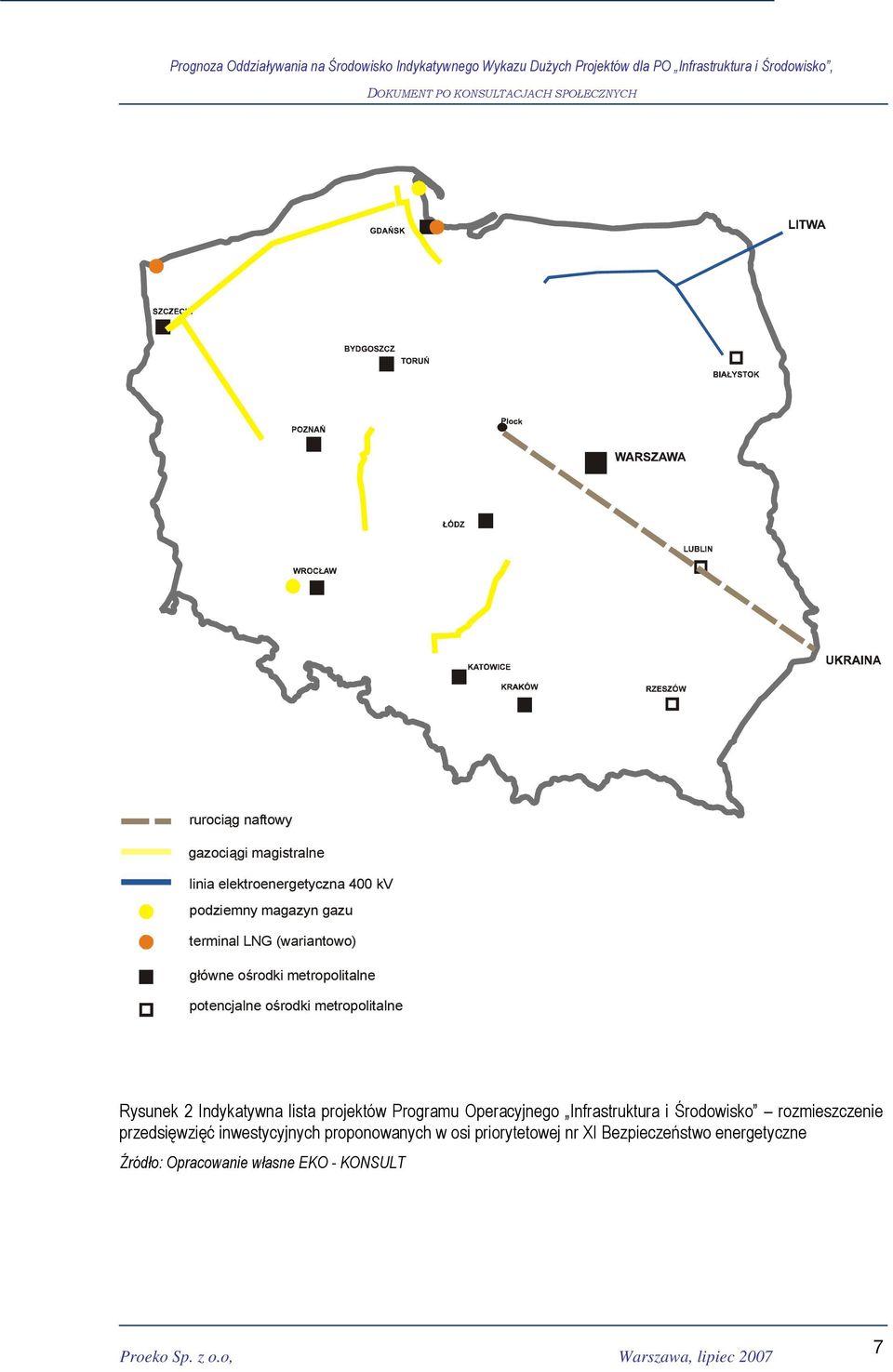 lista projektów Programu Operacyjnego Infrastruktura i Środowisko rozmieszczenie przedsięwzięć