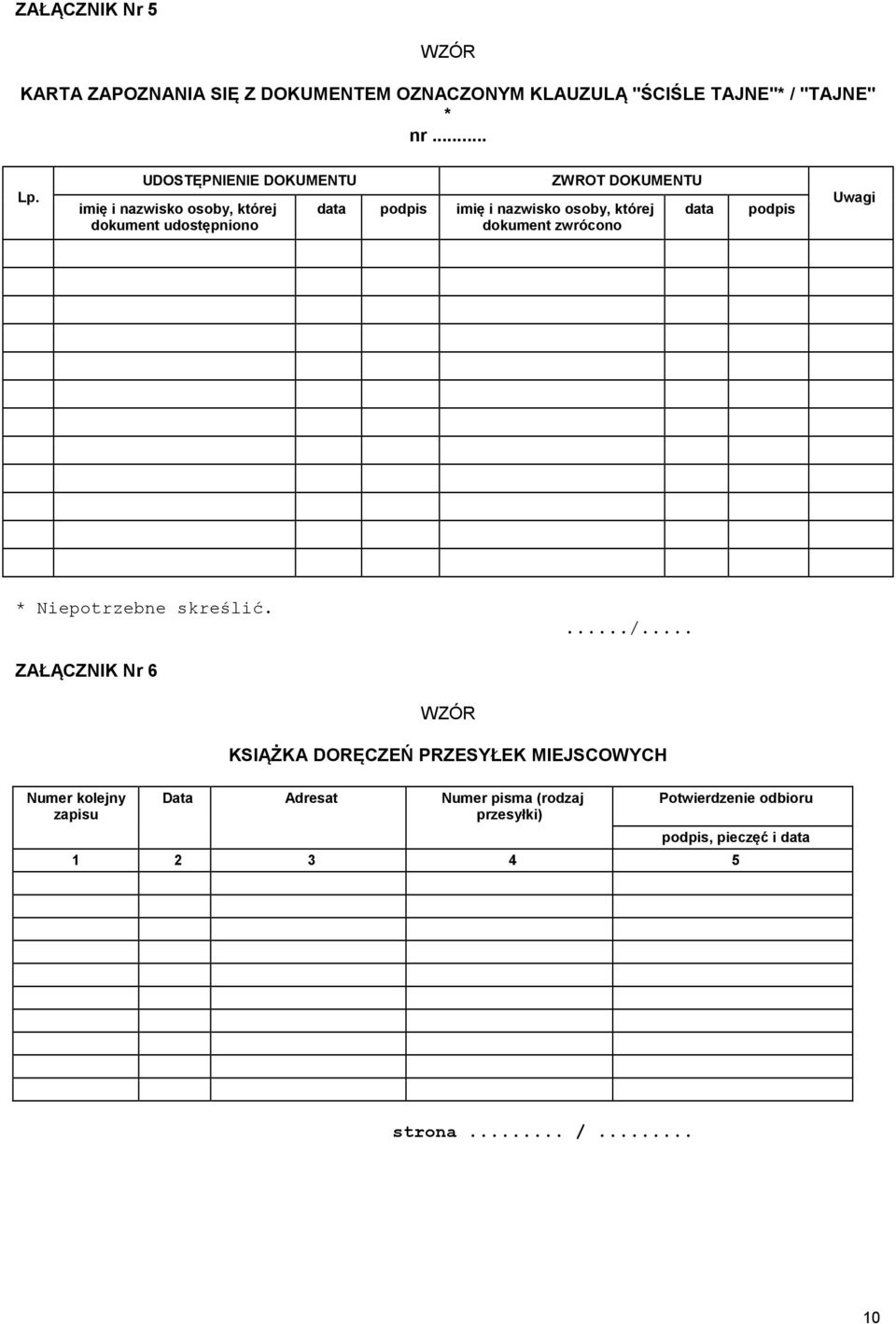 osoby, której dokument zwrócono data podpis Uwagi * Niepotrzebne skreślić..../.
