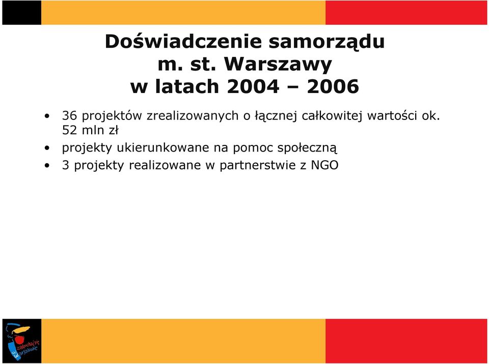 zrealizowanych o łącznej całkowitej wartości ok.