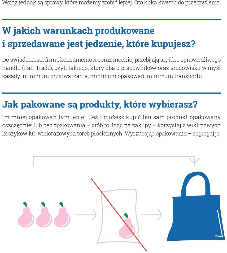 zasady: minimum przetwarzania, minimum opakowań, minimum transportu Jak pakowane są produkty, które wybierasz? Im mniej opakowań tym lepiej.