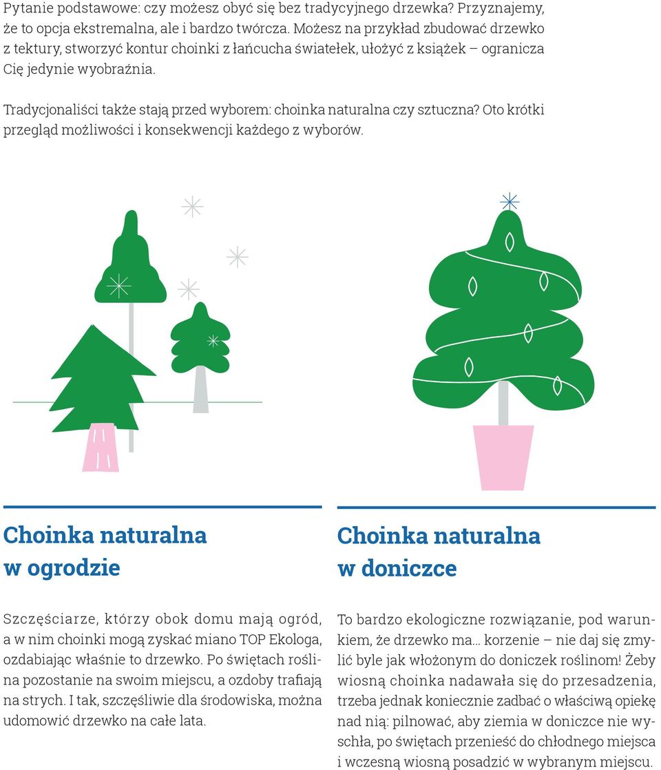 Tradycjonaliści także stają przed wyborem: choinka naturalna czy sztuczna? Oto krótki przegląd możliwości i konsekwencji każdego z wyborów.