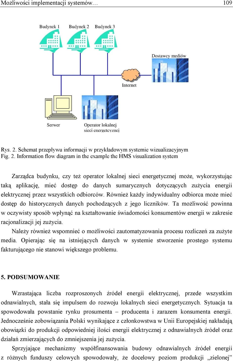 Information flow diagram in the example the HMS visualization system Zarządca budynku, czy też operator lokalnej sieci energetycznej może, wykorzystując taką aplikację, mieć dostęp do danych