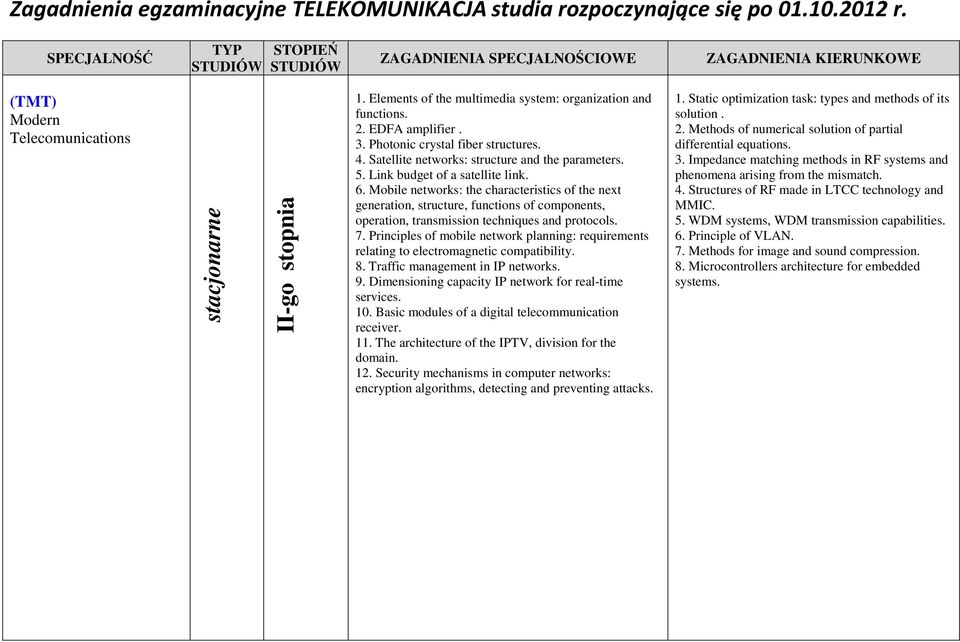 Mobile networks: the characteristics of the next generation, structure, functions of components, operation, transmission techniques and protocols. 7.