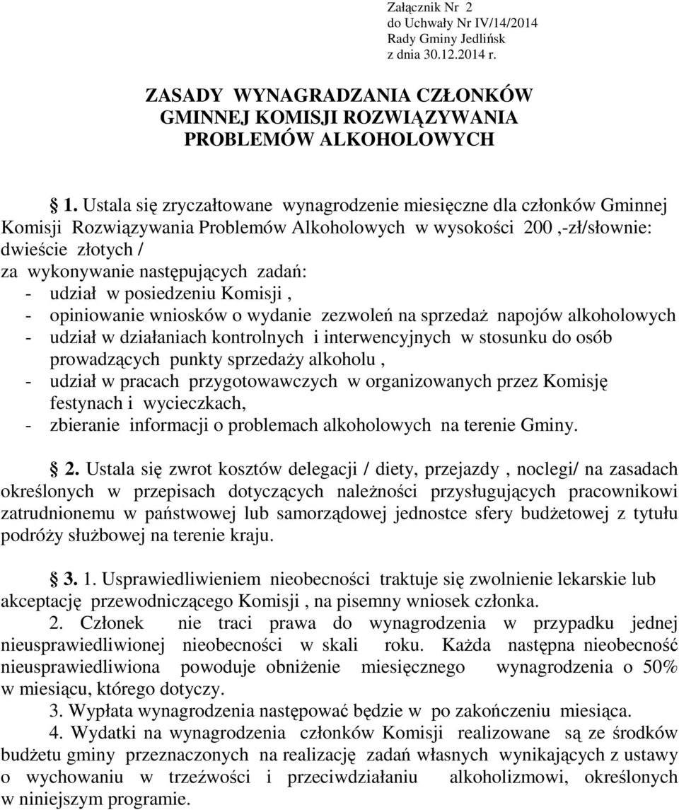 udział w posiedzeniu, - opiniowanie wniosków o wydanie zezwoleń na sprzedaż napojów alkoholowych - udział w działaniach kontrolnych i interwencyjnych w stosunku do osób prowadzących punkty sprzedaży