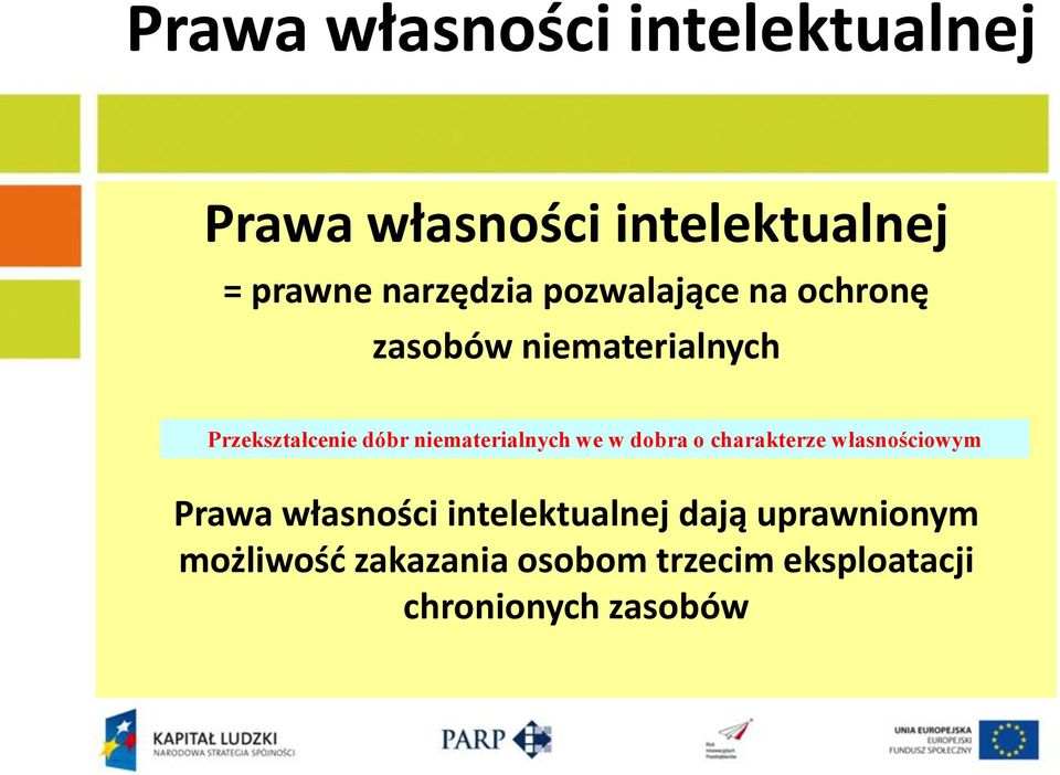 niematerialnych we w dobra o charakterze własnościowym Prawa własności