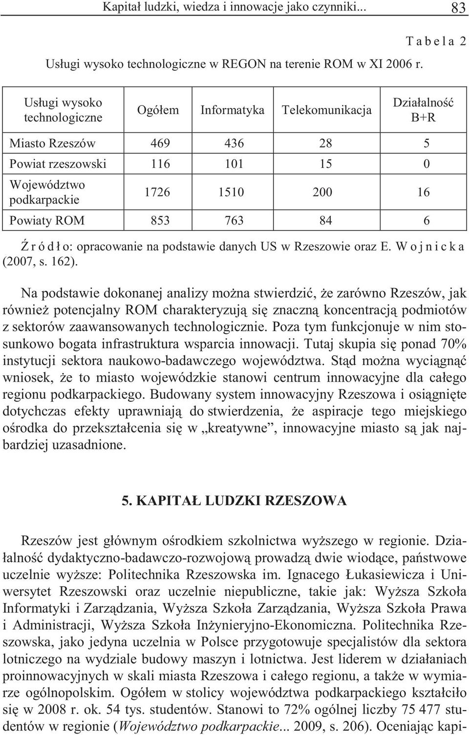 6 r ó d ł o: oprcownie n podstwie dnych US w Rzeszowie orz E. W o j n i c k (2007, s. 162).