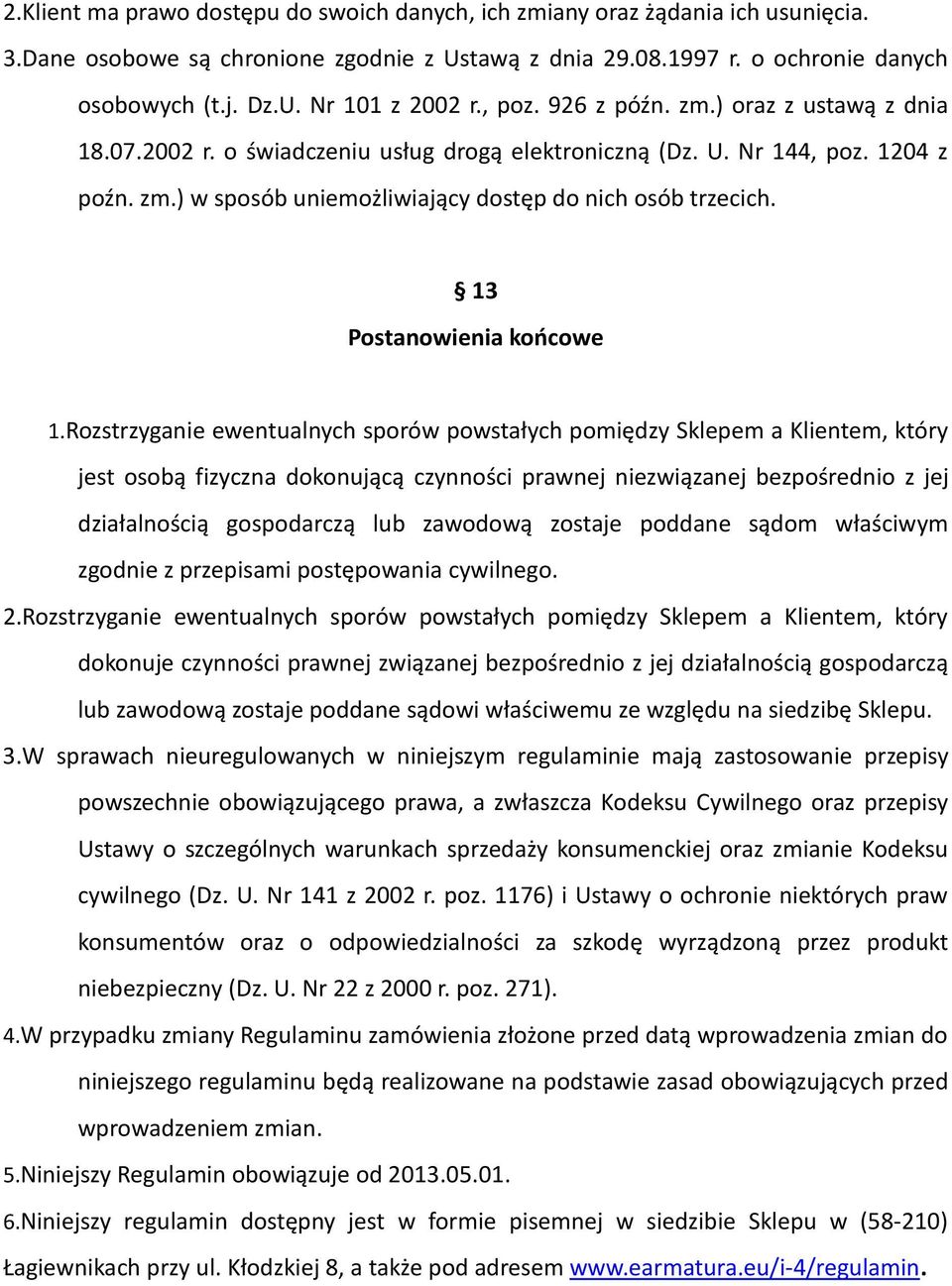 13 Postanowienia końcowe 1.