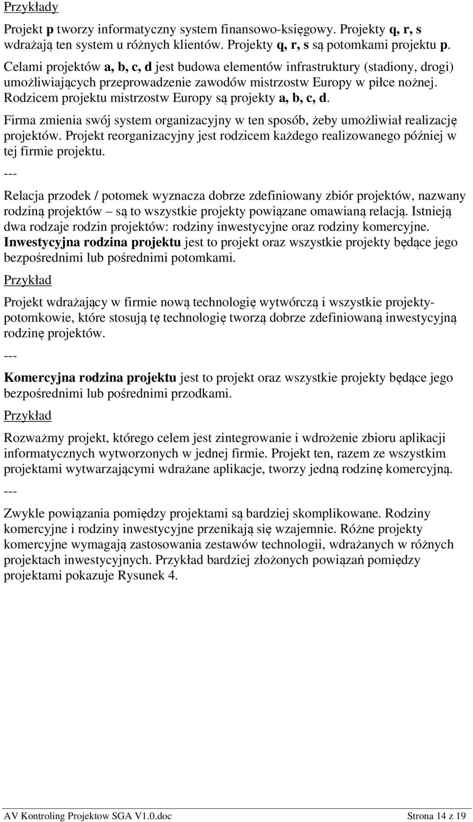 Rodzicem projektu mistrzostw Europy są projekty a, b, c, d. Firma zmienia swój system organizacyjny w ten sposób, żeby umożliwiał realizację projektów.