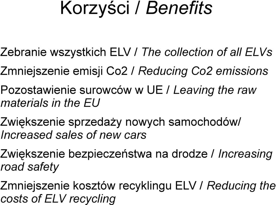 Zwiększenie sprzedaży nowych samochodów/ Increased sales of new cars Zwiększenie bezpieczeństwa