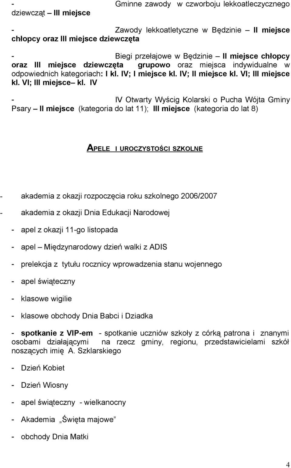 VI; III miejsce kl.