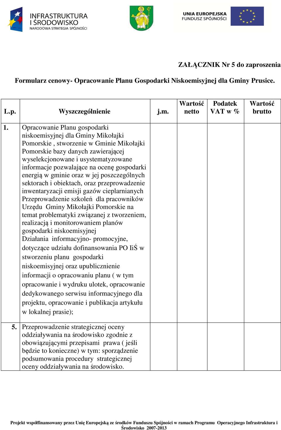 na ocenę gospodarki energią w gminie oraz w jej poszczególnych sektorach i obiektach, oraz przeprowadzenie inwentaryzacji emisji gazów cieplarnianych Przeprowadzenie szkoleń dla pracowników Urzędu