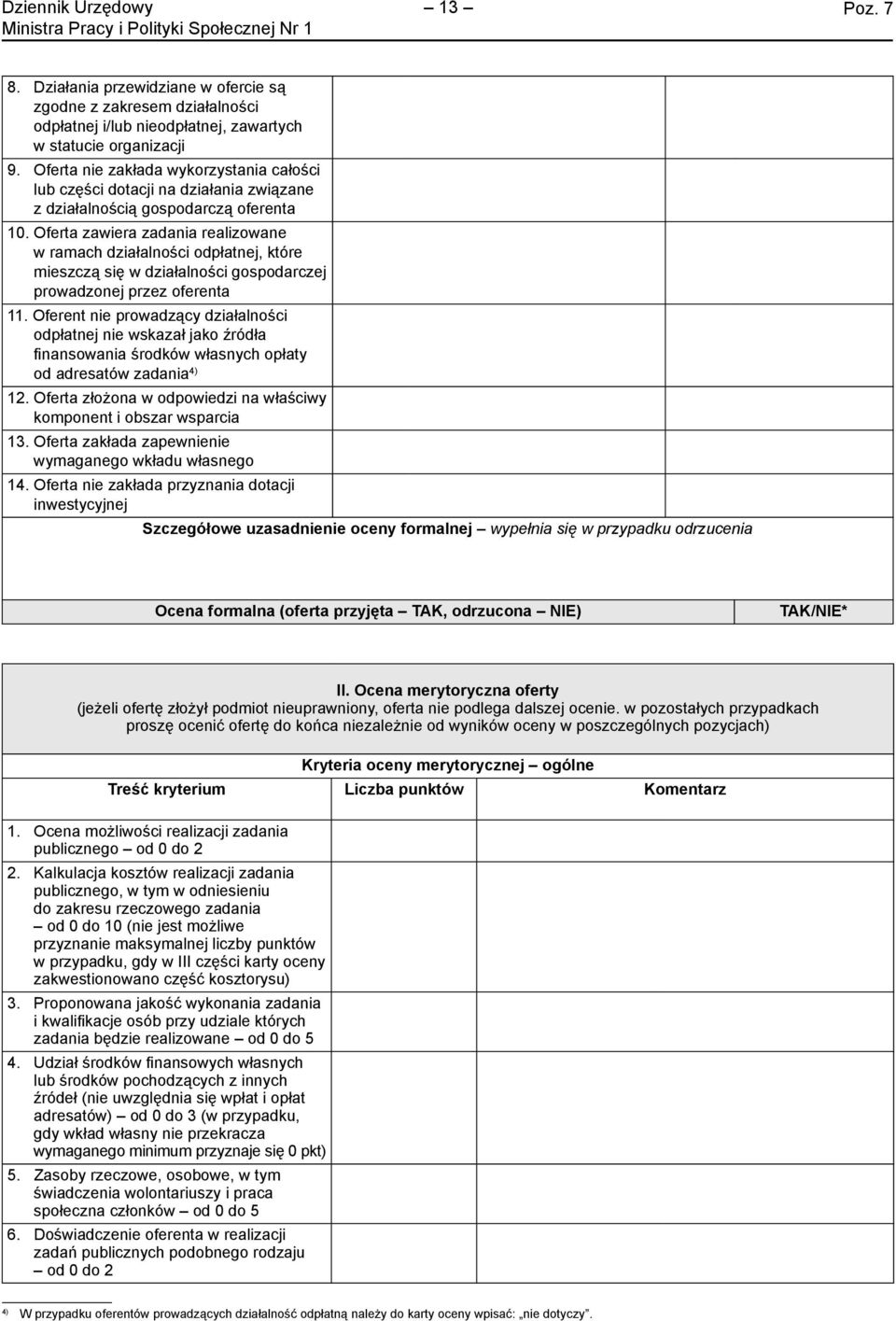 Oferta zawiera zadania realizowane w ramach działalności odpłatnej, które mieszczą się w działalności gospodarczej prowadzonej przez oferenta 11.