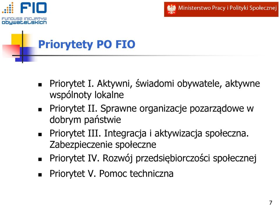 Sprawne organizacje pozarządowe w dobrym państwie Priorytet III.