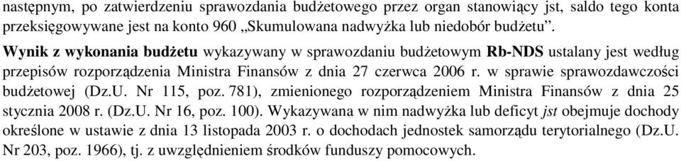 w sprawie sprawozdawczości budŝetowej (Dz.U. Nr 115, poz. 781), zmienionego rozporządzeniem Ministra Finansów z dnia 25 stycznia 2008 r. (Dz.U. Nr 16, poz. 100).