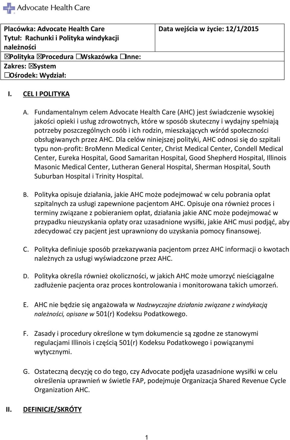 mieszkających wśród społeczności obsługiwanych przez AHC.
