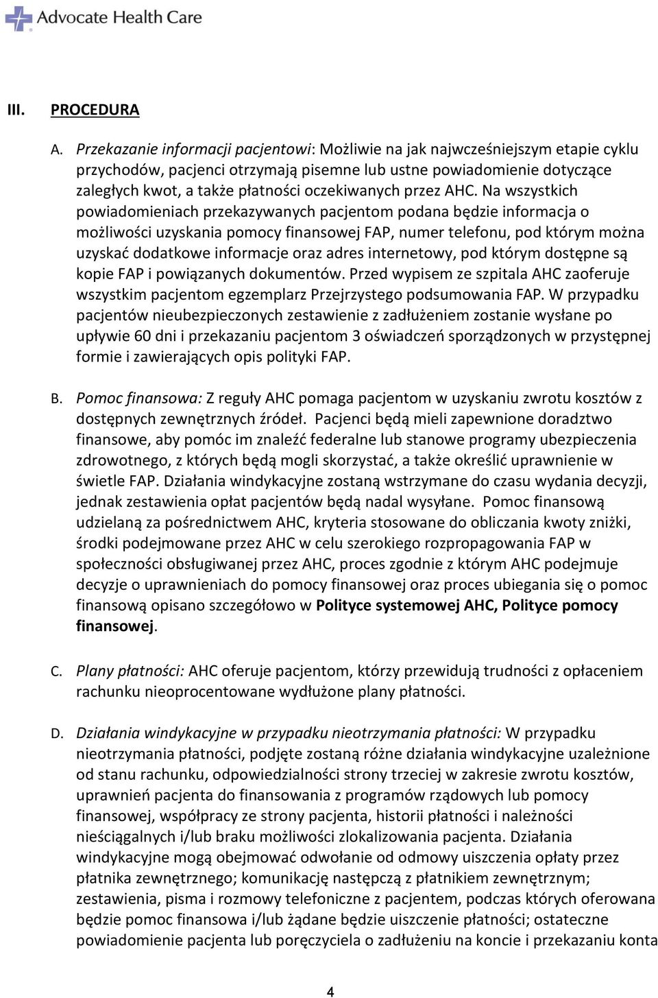 oczekiwanych przez AHC.