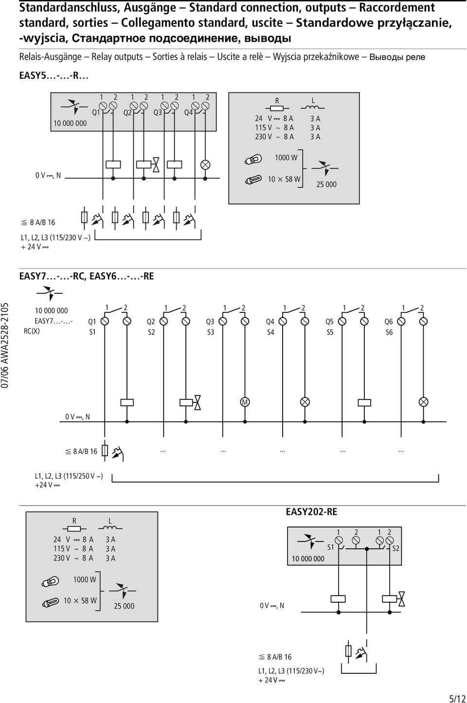 1000 W H, N 10 x 58 W 25 000 F 8 A/B 16 1, 2, 3 (115/23 h) + 24 V H EASY7 - -RC, EASY6 - -RE 10 000 000 EASY7 - - RC(X) Q1 S1 1 2 Q2 S2 1 2 Q3 S3 1 2 Q4 S4 1 2 Q5 S5 1 2 Q6 S6 1 2 H, N M F 8