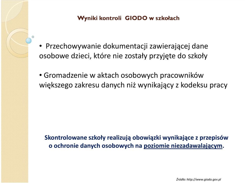 większego zakresu danych niż wynikający z kodeksu pracy Skontrolowane szkoły realizują
