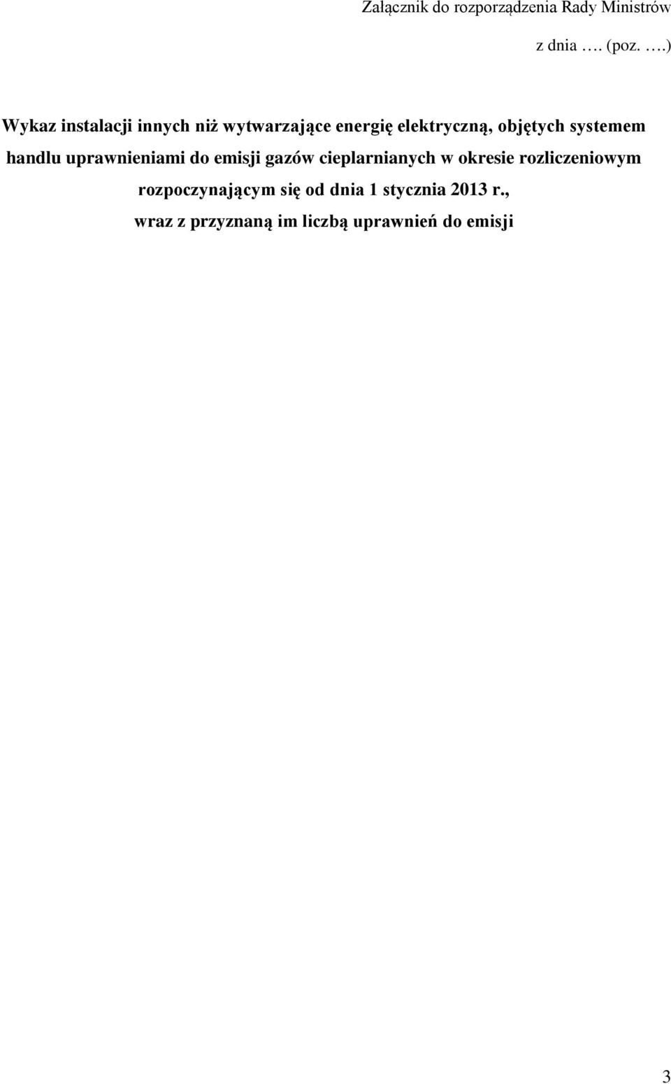systemem handlu uprawnieniami do emisji gazów cieplarnianych w okresie