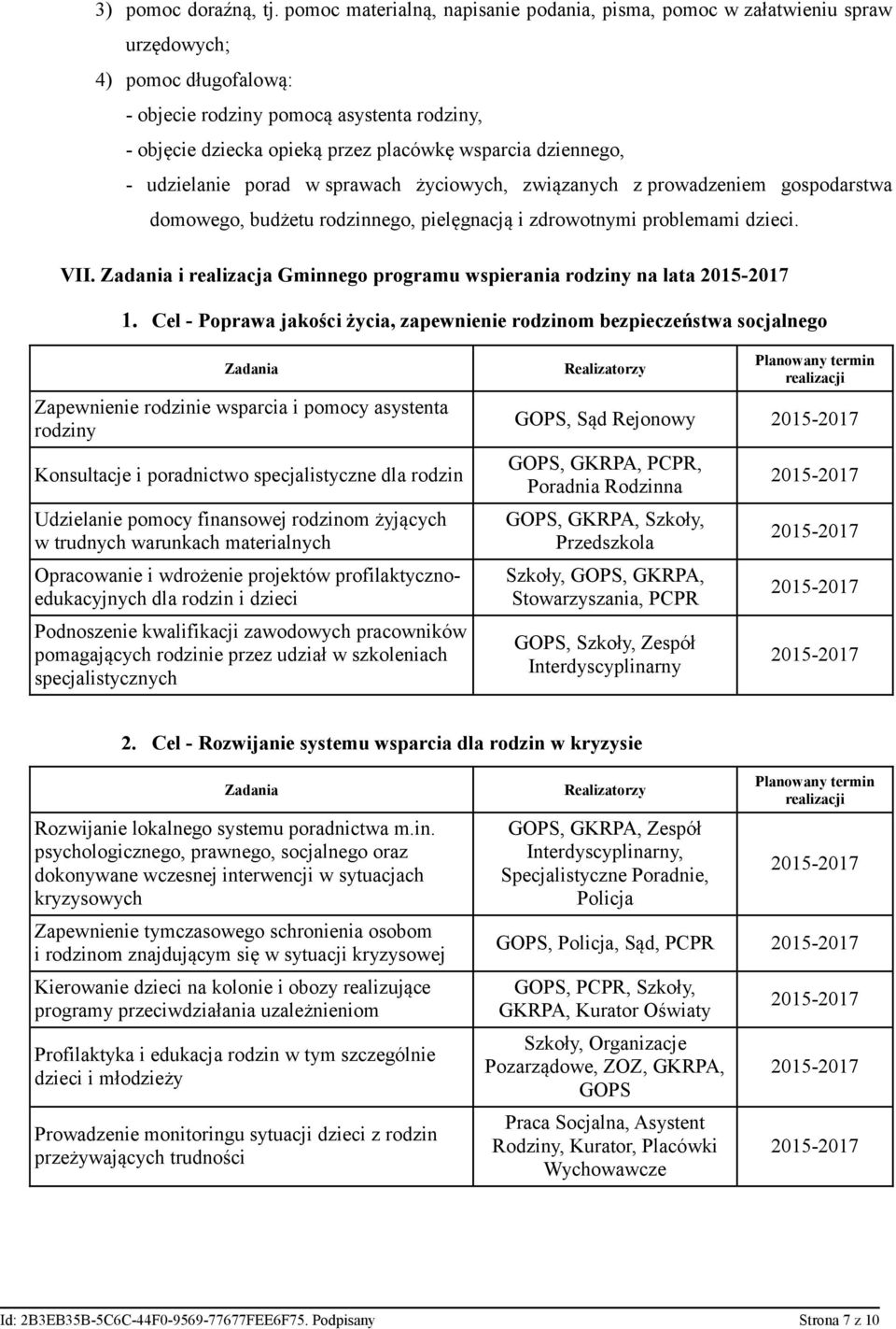 dziennego, - udzielanie porad w sprawach życiowych, związanych z prowadzeniem gospodarstwa domowego, budżetu rodzinnego, pielęgnacją i zdrowotnymi problemami dzieci. VII.