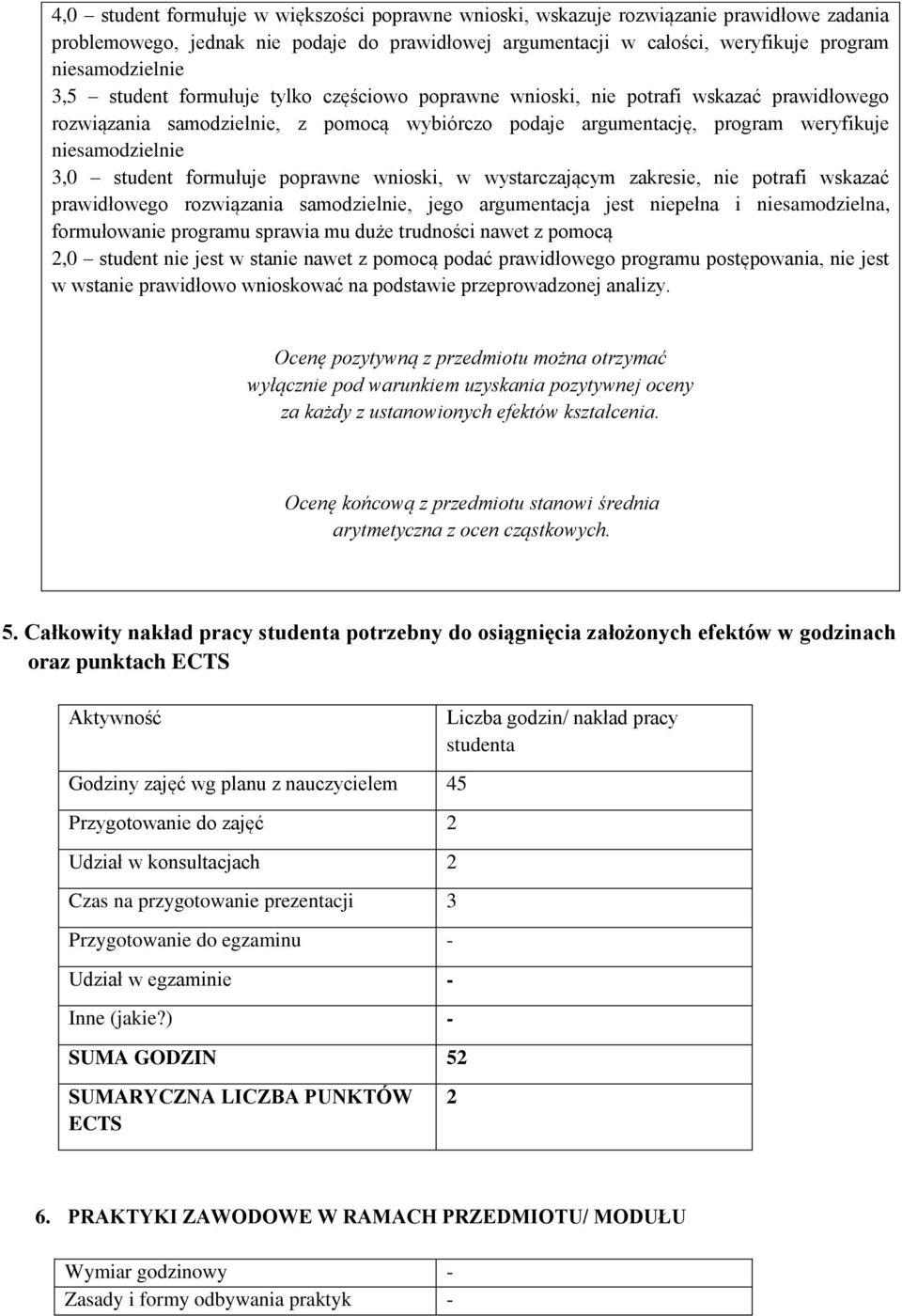 student formułuje poprawne wnioski, w wystarczającym zakresie, nie potrafi wskazać prawidłowego rozwiązania samodzielnie, jego argumentacja jest niepełna i niesamodzielna, formułowanie programu