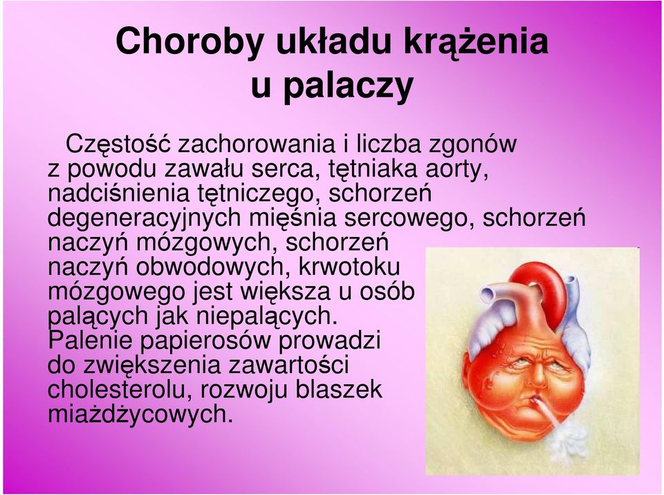 naczyń mózgowych, schorzeń naczyń obwodowych, krwotoku mózgowego jest większa u osób palących jak