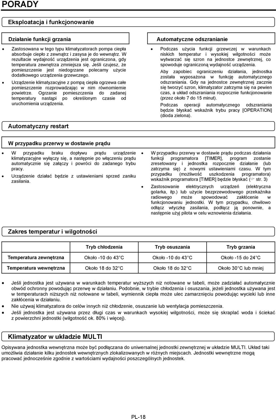 Urządzenie klimatyzacyjne z pompą ciepła ogrzewa całe pomieszczenie rozprowadzając w nim równomiernie powietrze.