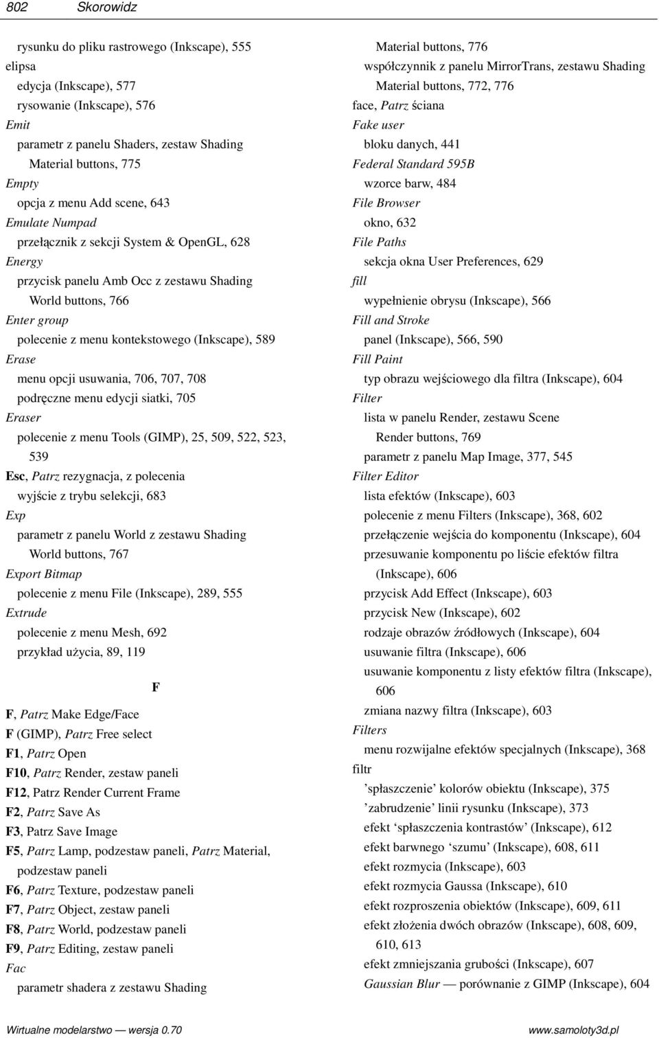 589 Erase menu opcji usuwania, 706, 707, 708 podręczne menu edycji siatki, 705 Eraser polecenie z menu Tools (GIMP), 25, 509, 522, 523, 539 Esc, Patrz rezygnacja, z polecenia wyjście z trybu