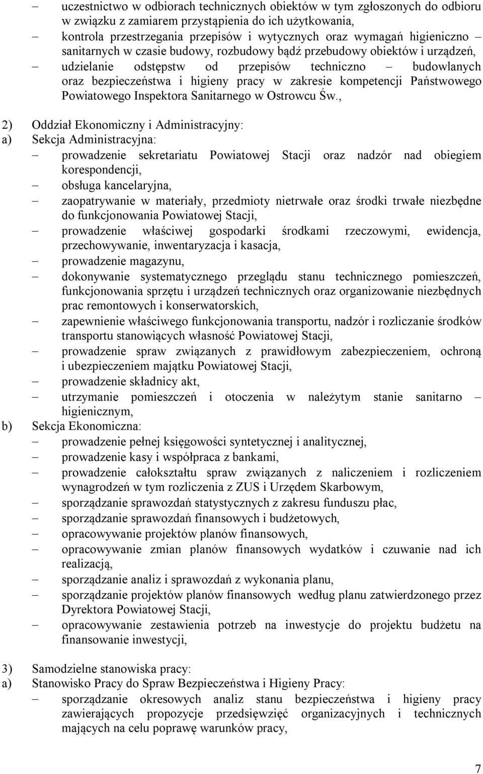 kompetencji Państwowego Powiatowego Inspektora Sanitarnego w Ostrowcu Św.