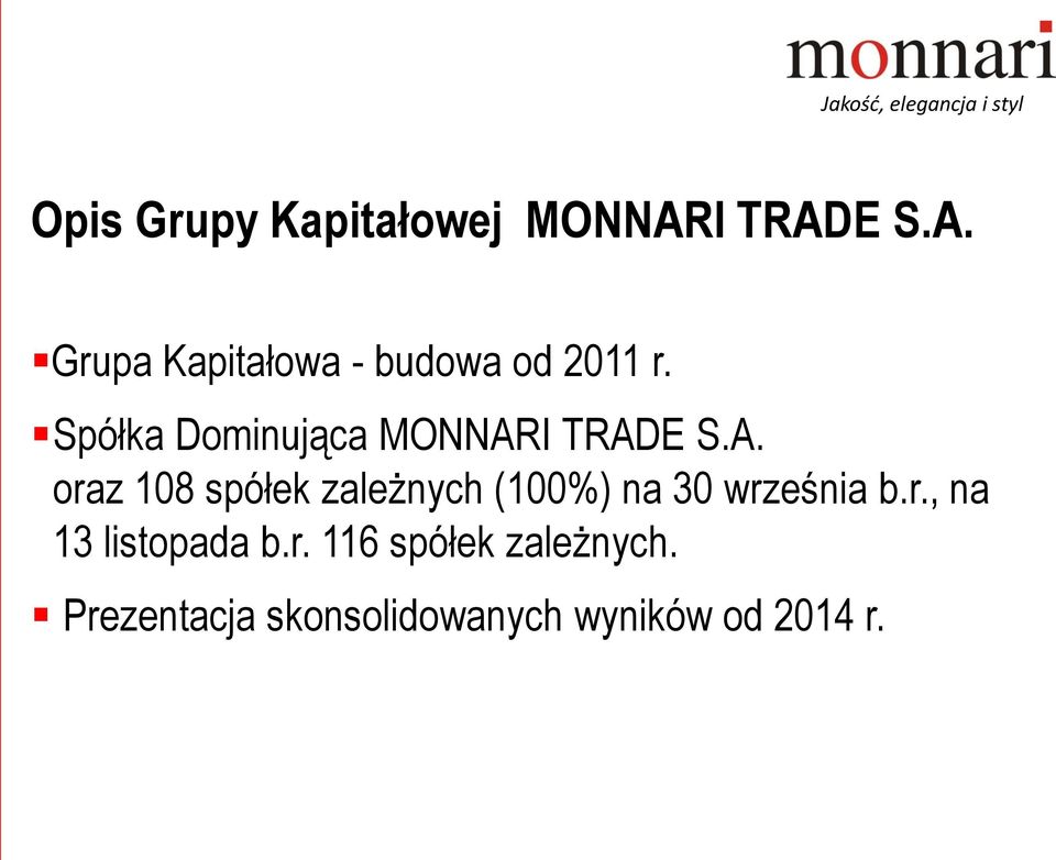 Spółka Dominująca MONNAR