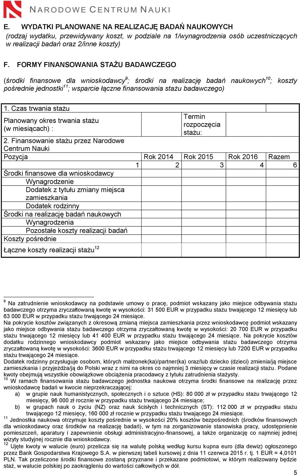 Czas trwania stażu Planowany okres trwania stażu (w miesiącach) : Termin rozpoczęcia stażu: 2.