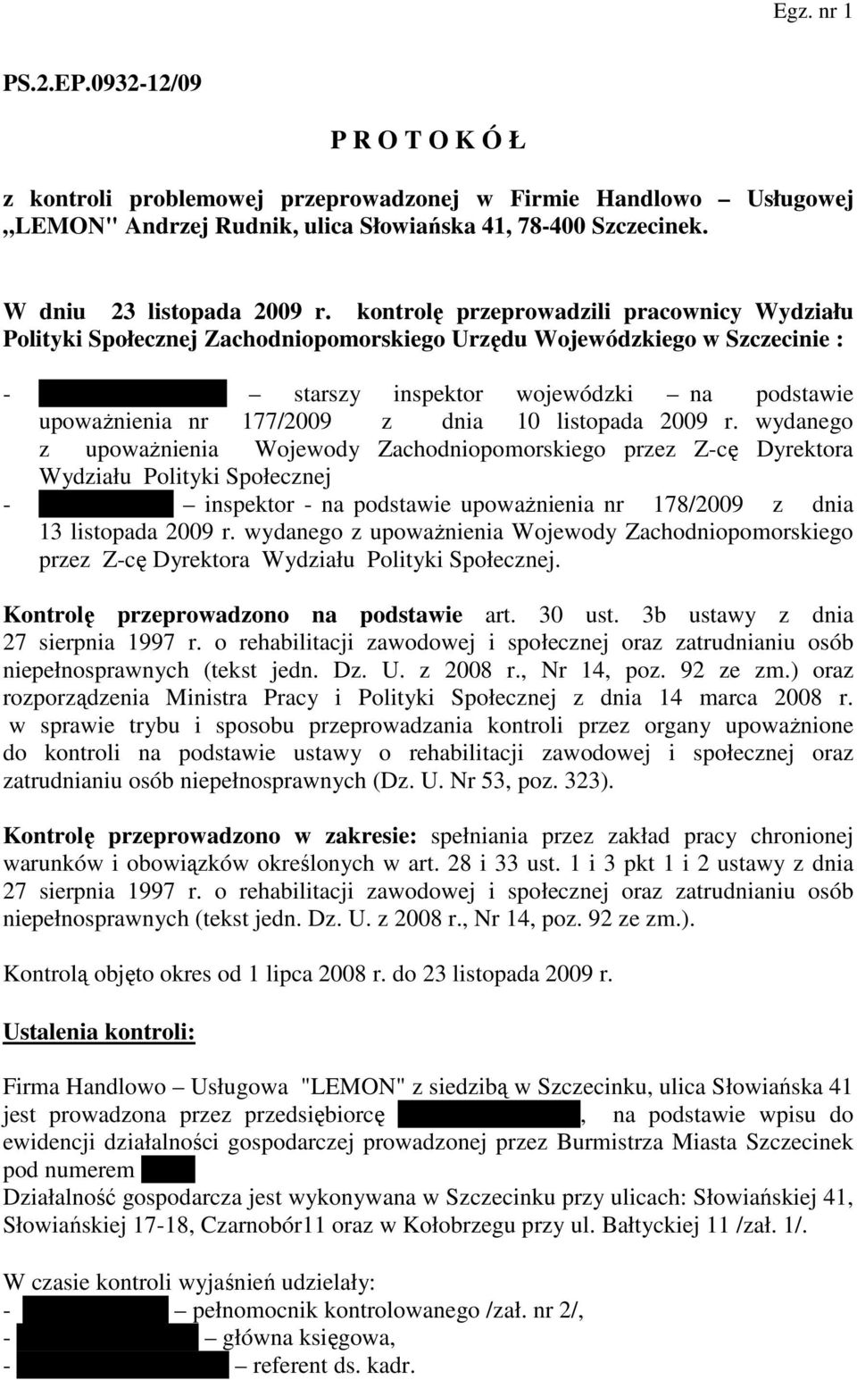 177/2009 z dnia 10 listopada 2009 r.