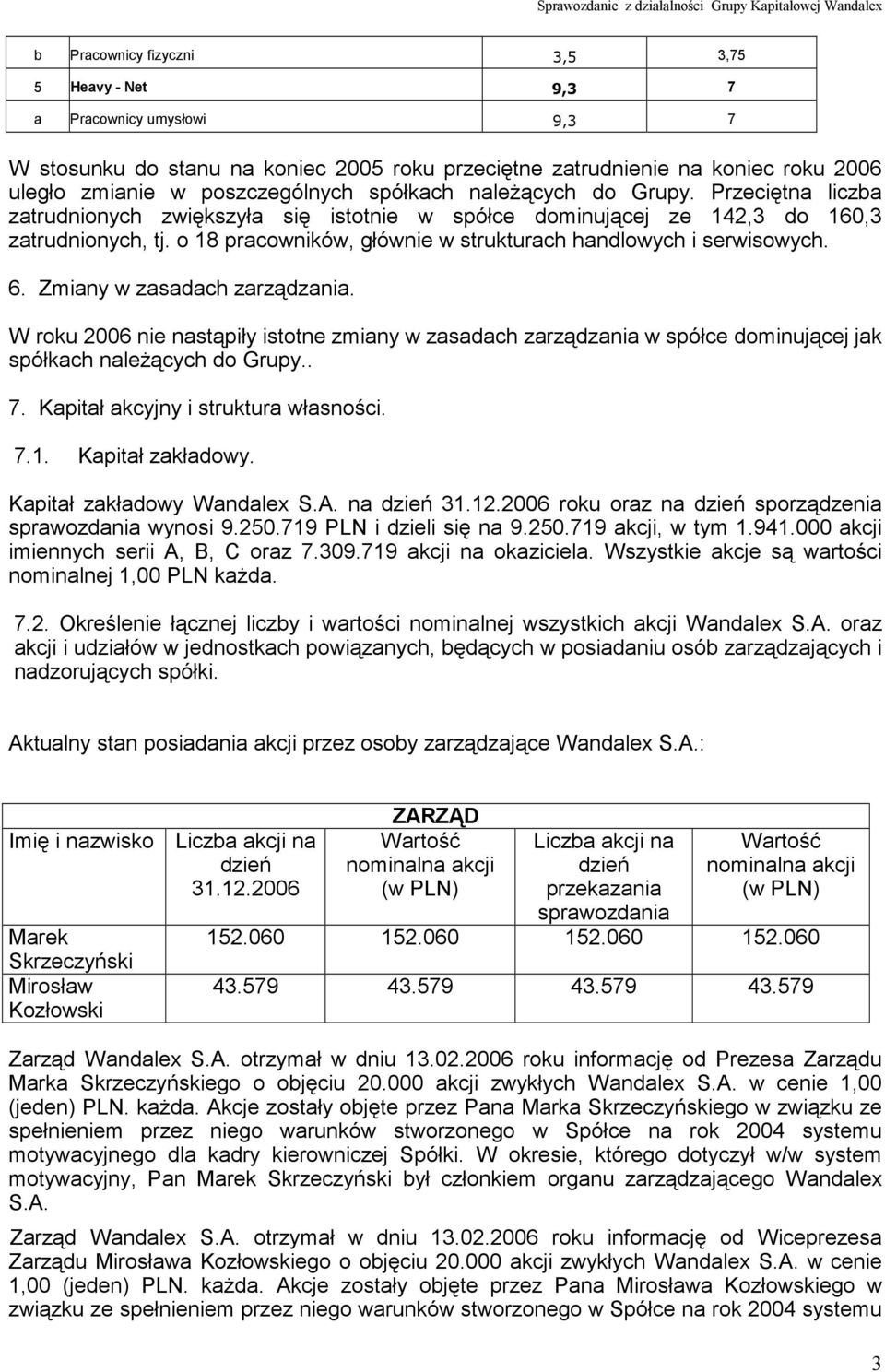 o 18 pracowników, głównie w strukturach handlowych i serwisowych. 6. Zmiany w zasadach zarządzania.