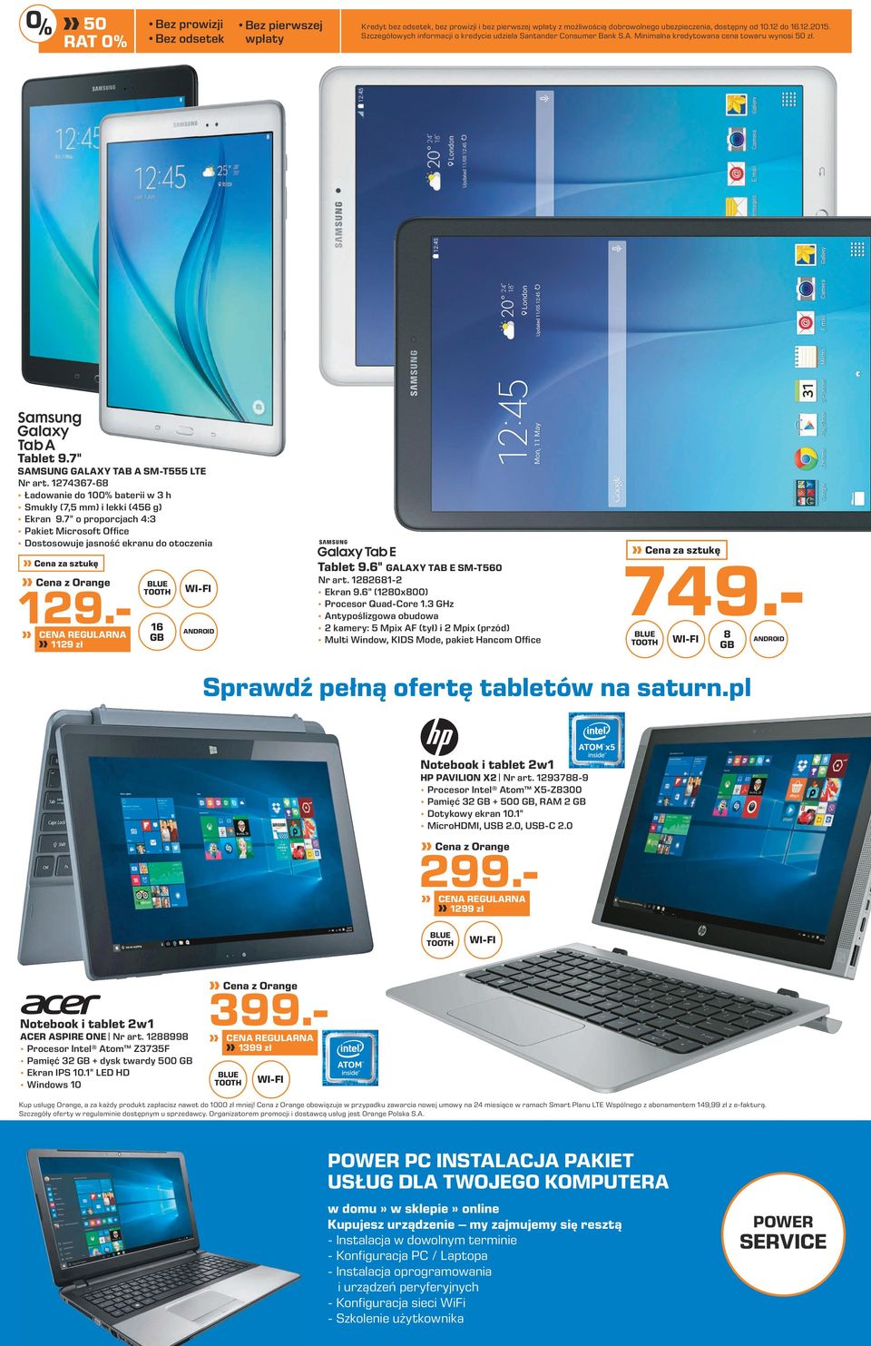 1274367-68 Ładowanie do 100% baterii w 3 h Smukły (7,5 mm) i lekki (456 g) Ekran 9.7" o proporcjach 4:3 Pakiet Microsoft Office Dostosowuje jasność ekranu do otoczenia 129. 1129 zł Tablet 9.