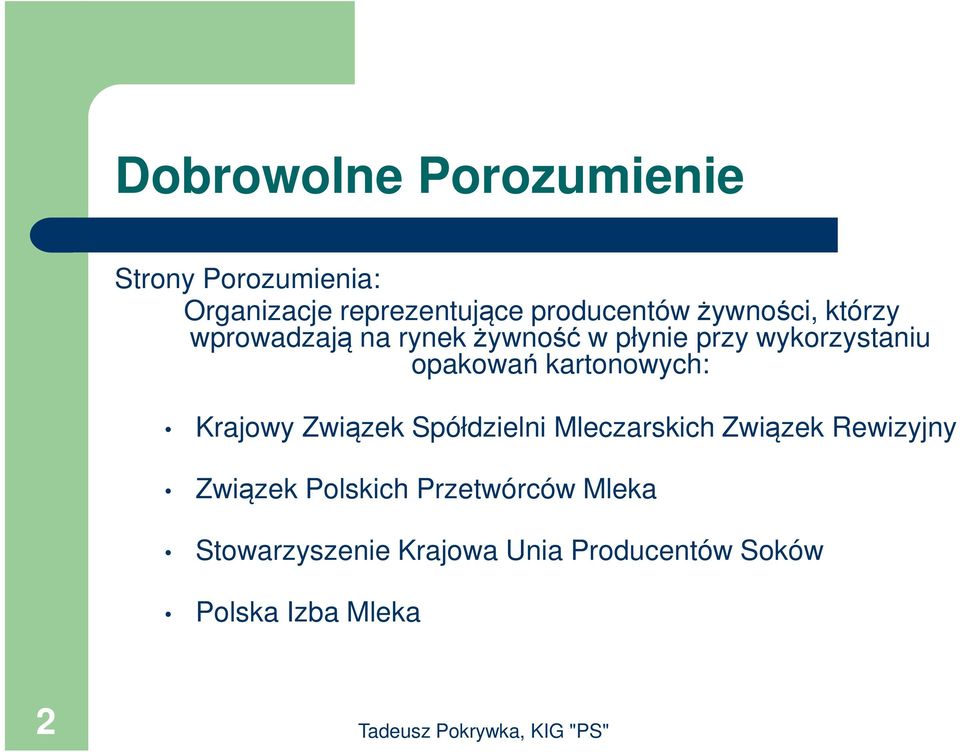 kartonowych: Krajowy Związek Spółdzielni Mleczarskich Związek Rewizyjny Związek