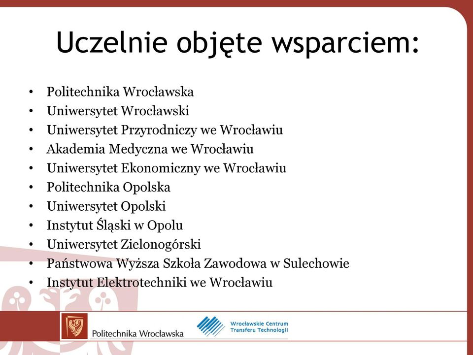 Wrocławiu Politechnika Opolska Uniwersytet Opolski Instytut Śląski w Opolu Uniwersytet