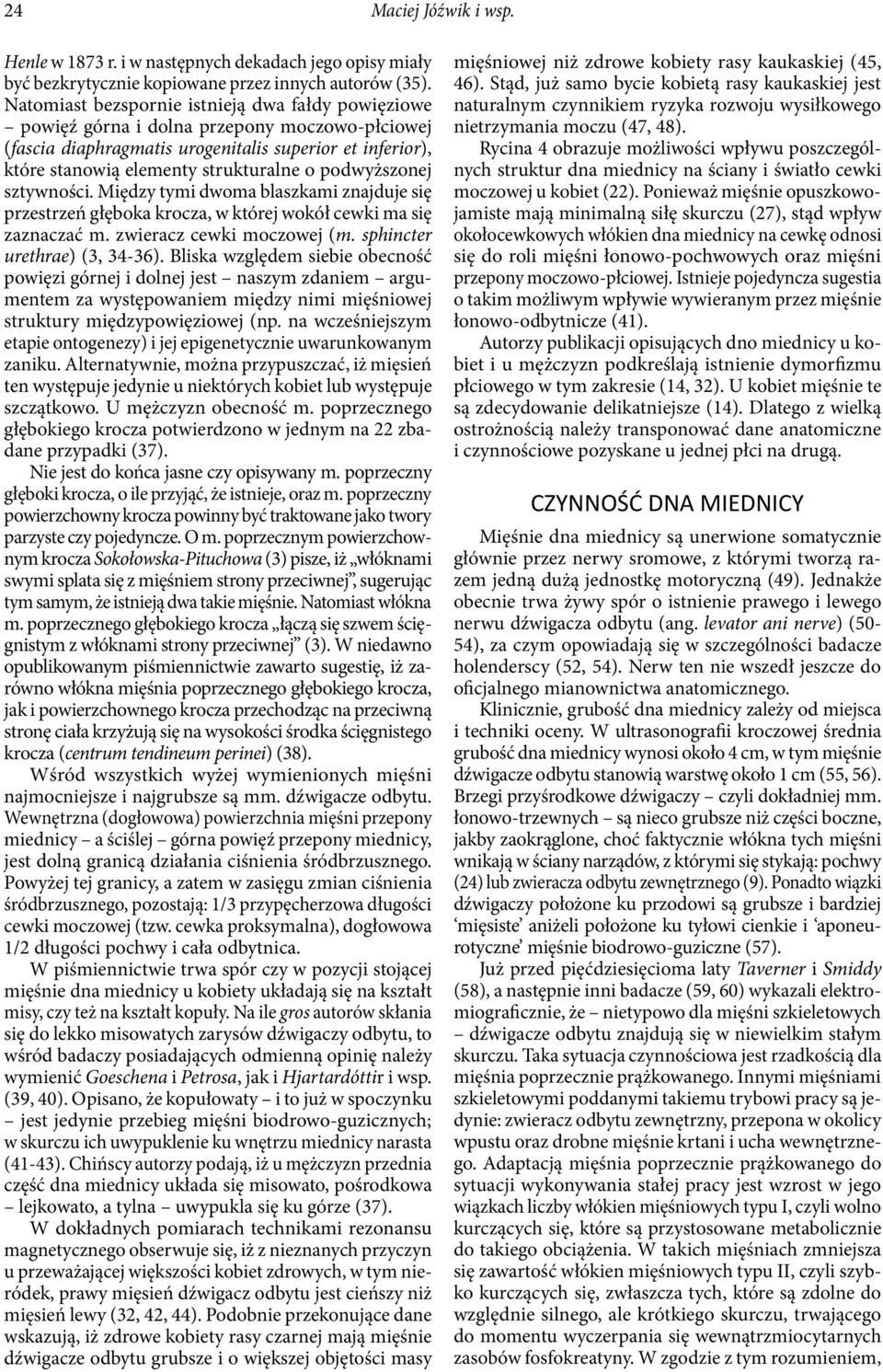 podwyższonej sztywności. Między tymi dwoma blaszkami znajduje się przestrzeń głęboka krocza, w której wokół cewki ma się zaznaczać m. zwieracz cewki moczowej (m. sphincter urethrae) (3, 34-36).