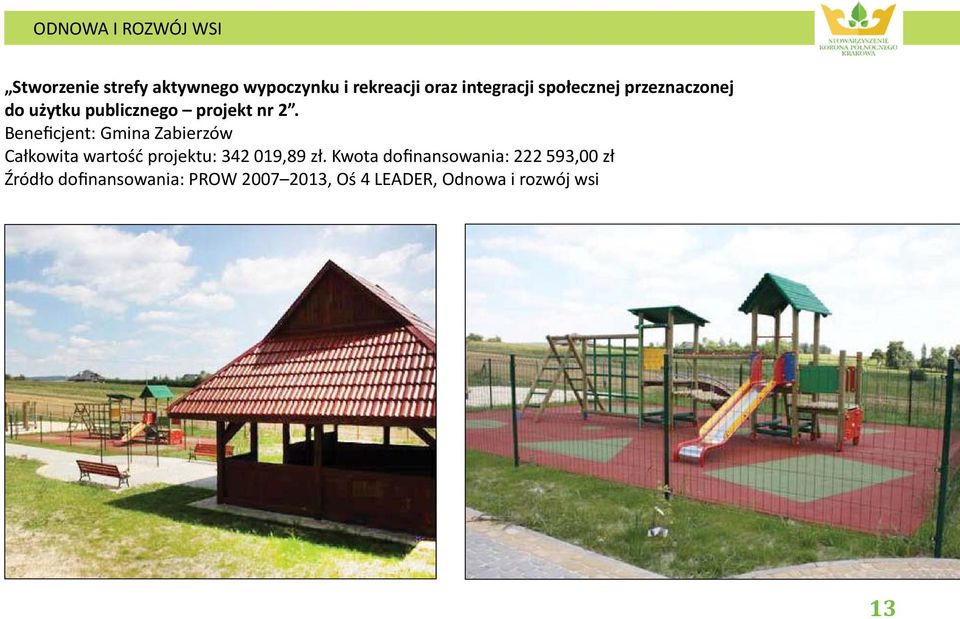 Beneficjent: Gmina Zabierzów Całkowita wartość projektu: 342 019,89 zł.